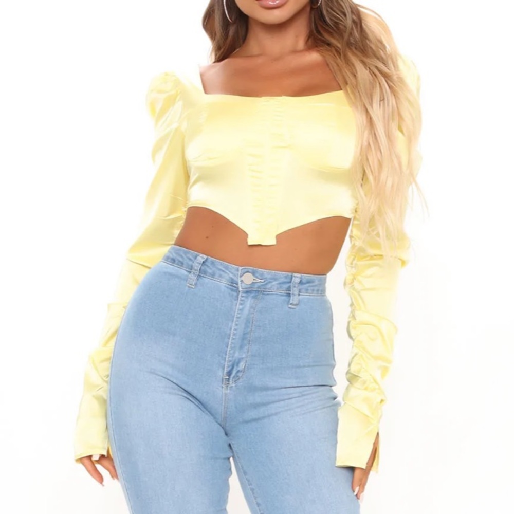 Yellow Corset Cropped Blouse